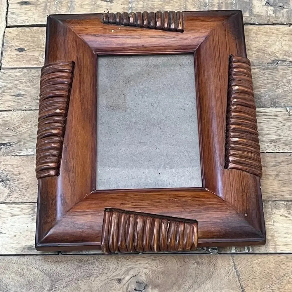 Sicura Designs Rattan & Wood Photo Frame 4x6 in Abstract Rattan Collection